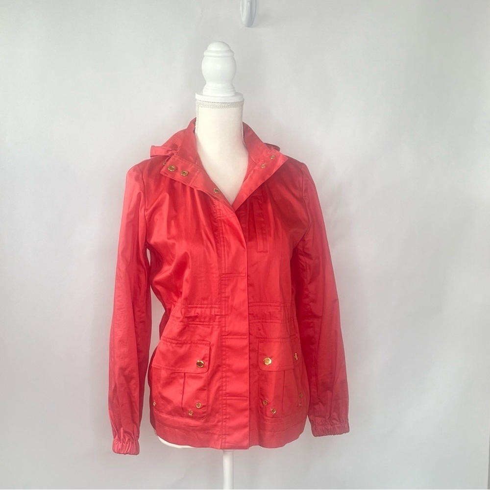 Jones of New York Iridescent Orange Hooded Hip Length Size PP Jacket